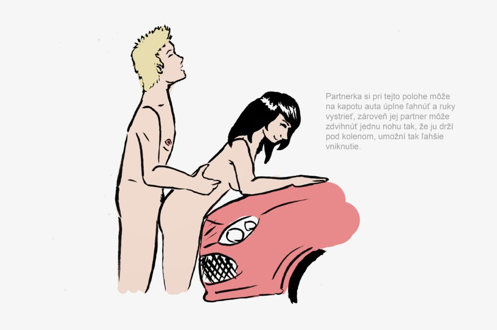 Sexuálna poloha na kapote auta zozadu